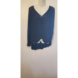 Polly Estee Sheer Long Sleeve Blouse Large Black